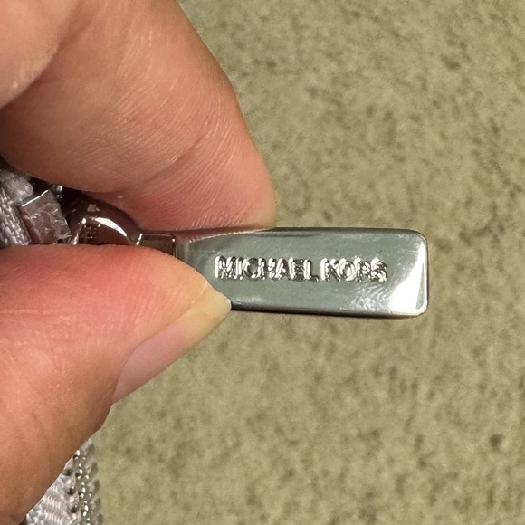 NWT Michael Kors Jet Set Travel Large Studded Metallic Silver Patchwork … - Picture 8 of 9